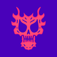 Devil skull head cartoon, illustration for t-shirt, sticker, or apparel merchandise. With modern pop and urban style.