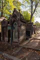 Obraz premium Montmartre cemetery in Paris France in a sunny day in autumn