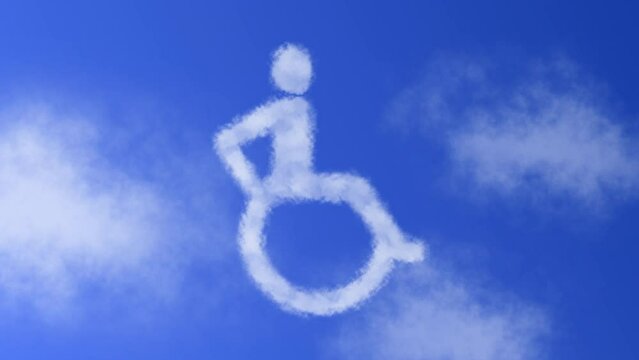 Disable or Disability Sign or Icon or Symbol with Cloud Effect Symbol Animation on Blue Sky