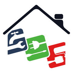 Sign painting, plumbing and electricity under the roof of the house