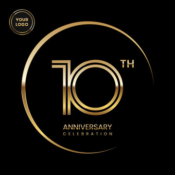 10th anniversary logo design with double line concept. Logo Vector Illustration