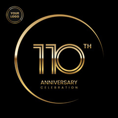 110th anniversary logo design with double line concept. Logo Vector Illustration