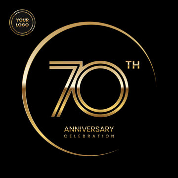 70th anniversary logo design with double line concept. Logo Vector Illustration