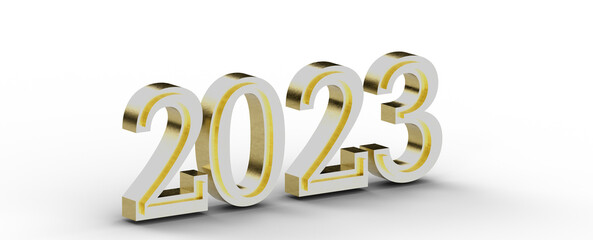 Happy new year 2023 banner..New Year 2023 Creative Design Concept - 3D Rendered Image