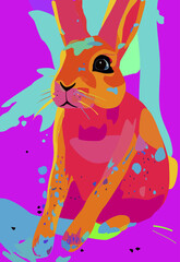 Abstract drawing of a hare. A great print for a T-shirt and a poster. - 556524273