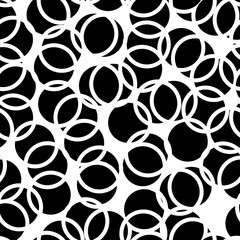 Crossed circles pattern. Circular figures seamless ornament. Geometric motif. Rounds background. Circle shapes wallpaper. Geometrical backdrop. Digital paper, textile print, abstract. Vector work