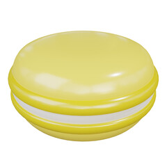 Lemon Macaron front picture. 3d rendering.	