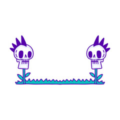 Fototapeta na wymiar Punk skull plant doodle art, illustration for t-shirt, sticker, or apparel merchandise. With modern pop style.