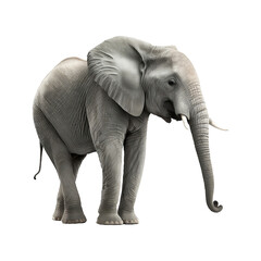 Fototapeta na wymiar gros éléphant gris vu de face sur fond blanc - image générée par IA et détourée