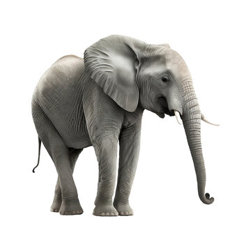 gros éléphant gris vu de face sur fond blanc - image générée par IA et détourée