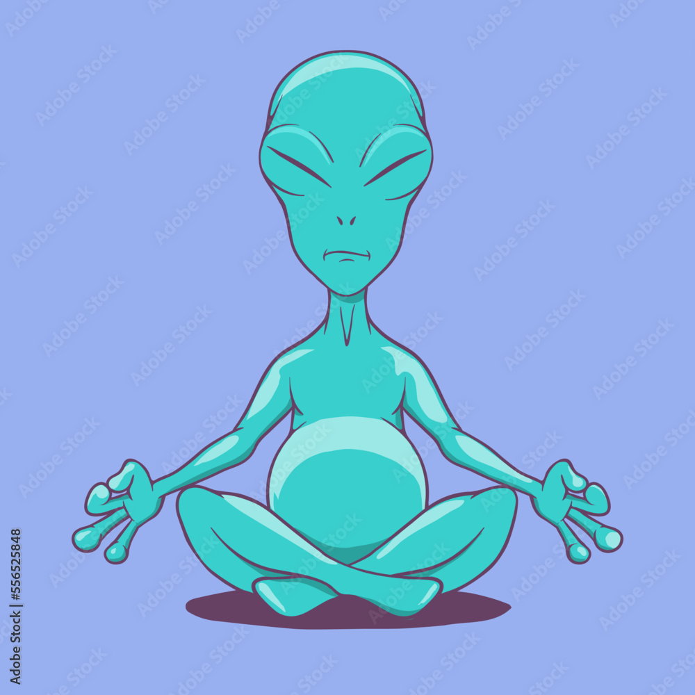 Canvas Prints alien sits in lotus pose