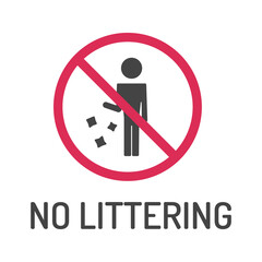 No littering poster. Vector door plate signboard.