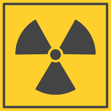 Radiation hazard sign. Symbol of radioactive threat alert.Vector illustration on yellow background
