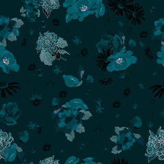 Obraz premium Full seamless floral pattern background. Texture for textile fabric print. Great design for fabrics, wrapping, textures, backgrounds. Vector illustration.