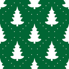 Fototapeta premium Seamless vector. Fir-tree background. New Year motif. Christmas tree ornament. Holidays wallpaper. Winter pine trees illustration. Xmas image. Pines pattern. Floral backdrop. Textile print design.
