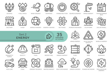 Set of conceptual icons. Vector icons in flat linear style for web sites, applications and other graphic resources. Set from the series - Energy. Editable outline icon.	