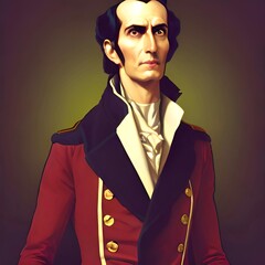 Fototapeta premium Illustrated portrait of Simon Bolivar (1783 – 1830) known as the Liberator. He led several Latin American countries to independence.