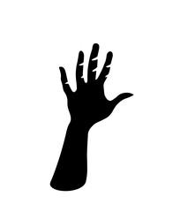 Black silhouette of a human palm on a white background. Hand vector illustration