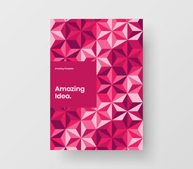 Vivid journal cover A4 vector design template. Amazing geometric tiles placard layout.