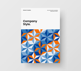 Premium corporate identity A4 vector design concept. Modern geometric tiles poster illustration.
