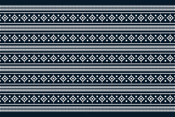 Ethnic fabric pattern geometric style. Sarong Aztec Ethnic oriental pattern traditional dark navy blue background. Abstract,vector,illustration. Use for texture,clothing,wrapping,decoration,carpet.