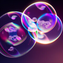 Abstract soap bubbles in the air. Close-up. Festive decoration
