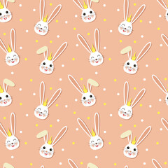 Seamless pattern little princess bunny. Pattern for fabric and wallpaper. Flat style. 