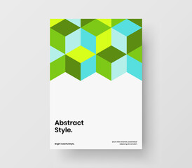 Isolated mosaic hexagons corporate brochure layout. Unique company cover A4 vector design illustration.
