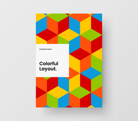 Creative mosaic shapes catalog cover layout. Minimalistic poster vector design illustration.