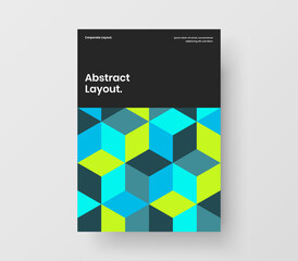 Creative mosaic shapes catalog cover concept. Simple company brochure vector design template.