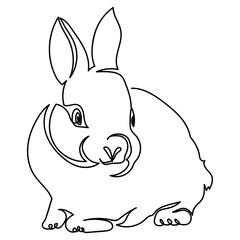 One line art rabbit, cute animal symbol of the year or Easter symbol