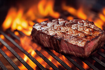 Cooking juicy steak on a hot grill | Generative Art