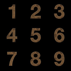 3D Render Set of Wood Alphabet - Font including Letters,  Numbers and Punctuation Marks