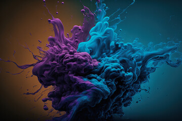 abstract ai generated illustration of a colored background with violet and blue liquid floating