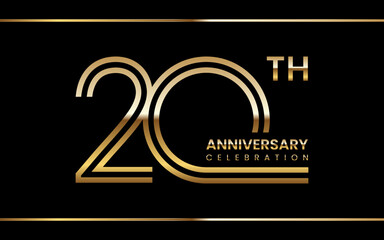 20th anniversary logo design with double line concept. Logo Vector Illustration