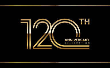 120th anniversary logo design with double line concept. Logo Vector Illustration