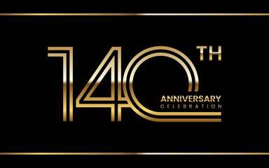 140th anniversary logo design with double line concept. Logo Vector Illustration