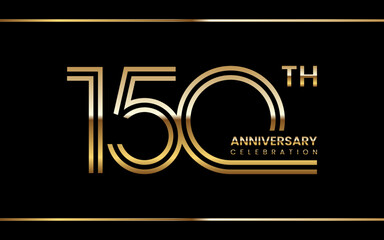 150th anniversary logo design with double line concept. Logo Vector Illustration