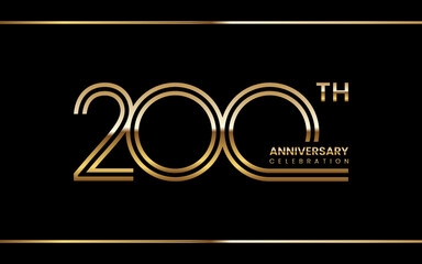 200th anniversary logo design with double line concept. Logo Vector Illustration