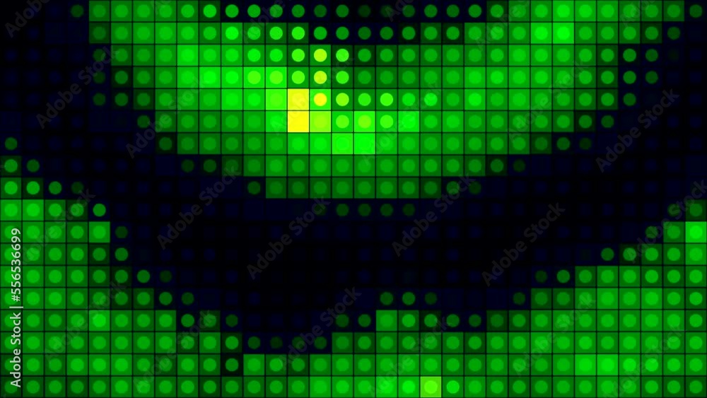 Poster pixelated pattern with arcuate fluctuating shapes. motion. screen of tiles with pattern.