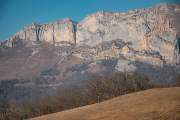 snow covered mountains in winter