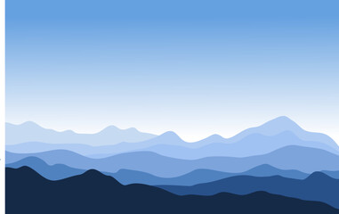 Obraz premium Mountains background. Horizon panorama of blue mountains in the distance.