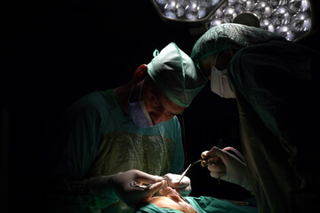 rhinoplasty surgery, defects in the shape of the nose in the female patient. Surgical intervention...