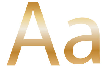 Letter A. Golden color with a gradient. Classic font. Isolated on a white background.