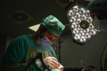 rhinoplasty surgery, defects in the shape of the nose in the female patient. Surgical intervention in plastic surgery rhinoplasty 