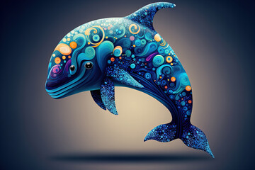 oceanic cute dolphin cartoon character. Generative AI