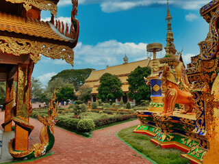 The buddhist temple Wat Phra Nang Din in Phayao, northern Thailand, and the temple garden
