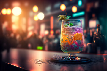  cocktails drinks on the bar .  Image created with Generative AI technology.