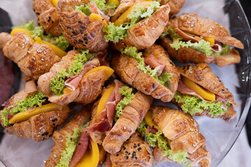 delicious holiday snacks on the table, the food is gourmet.