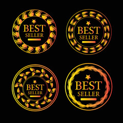 Best seller badge best seller golden label retail badge advertisement symbol vector 